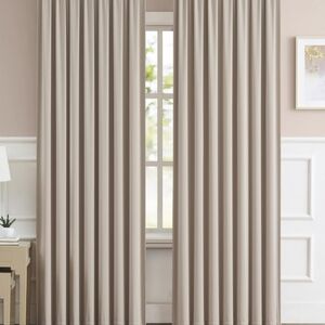 warm taupe back tab curtains 84 inches long 2 panels blackout